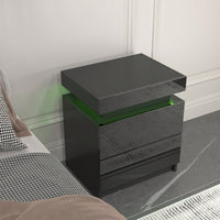 Modern Nightstand With 2 Storage Drawers And RGB LED Lights, Stylish End Table For Bedroom, Living Room, Or Home Office Furniture