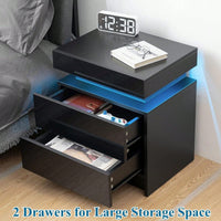 Modern Nightstand With 2 Storage Drawers And RGB LED Lights, Stylish End Table For Bedroom, Living Room, Or Home Office Furniture