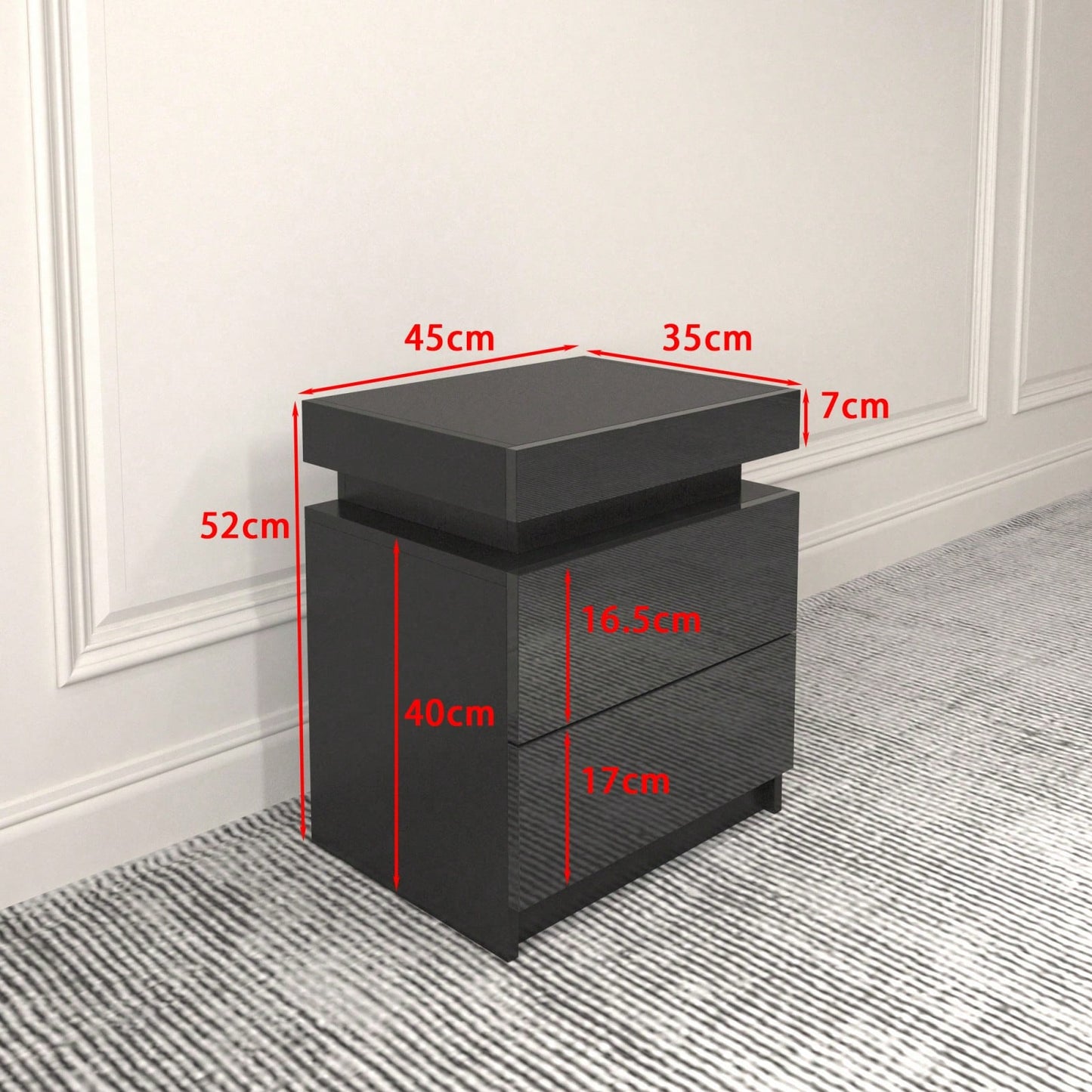 Modern Nightstand With 2 Storage Drawers And RGB LED Lights, Stylish End Table For Bedroom, Living Room, Or Home Office Furniture