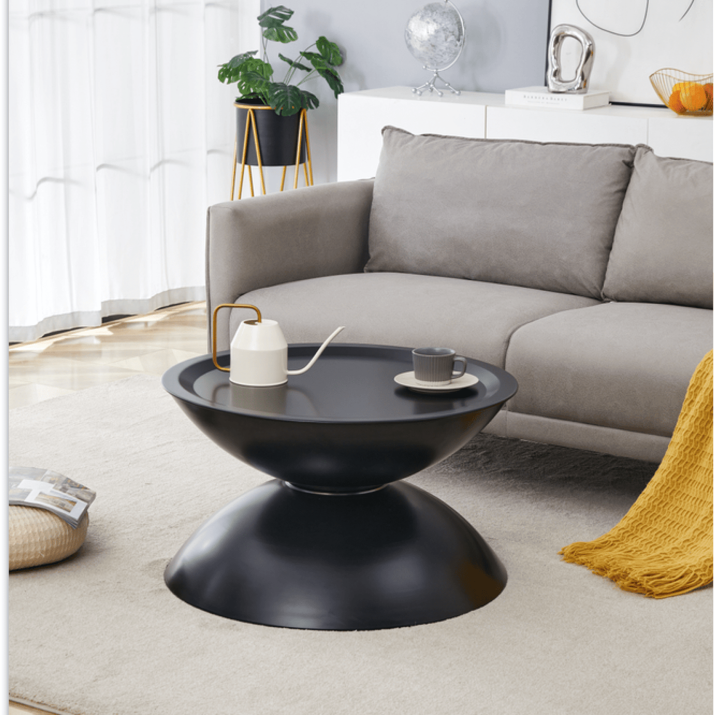 Modern Coffee Tables With Storage, Marble Look Top, Sturdy Steel Base, Set Of 2