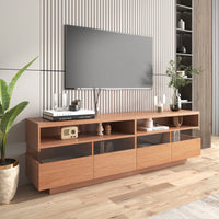 Media Console With 4 Drawers& 2 Open Cabinets, Entertainment Center For TVs Up To 75''