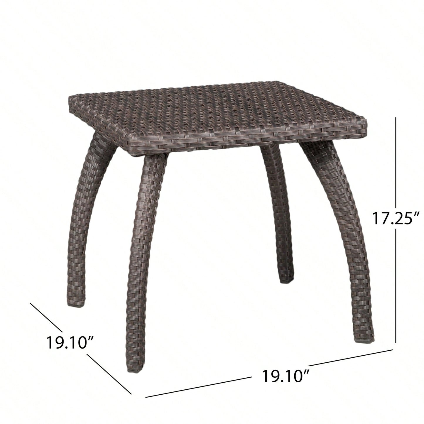 Outdoor Patio Side Table - Weather-Resistant Wicker Accent Table For Drinks, Snacks, And Decor - 17.7" Square