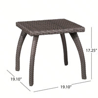 Outdoor Patio Side Table - Weather-Resistant Wicker Accent Table For Drinks, Snacks, And Decor - 17.7" Square