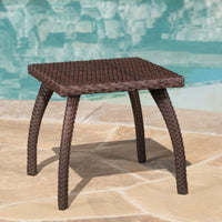 Outdoor Patio Side Table - Weather-Resistant Wicker Accent Table For Drinks, Snacks, And Decor - 17.7" Square