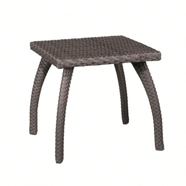 Outdoor Patio Side Table - Weather-Resistant Wicker Accent Table For Drinks, Snacks, And Decor - 17.7" Square