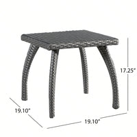 Outdoor Patio Side Table - Weather-Resistant Wicker Accent Table For Drinks, Snacks, And Decor - 17.7" Square