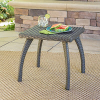 Outdoor Patio Side Table - Weather-Resistant Wicker Accent Table For Drinks, Snacks, And Decor - 17.7" Square