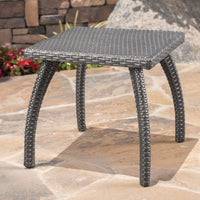 Outdoor Patio Side Table - Weather-Resistant Wicker Accent Table For Drinks, Snacks, And Decor - 17.7" Square