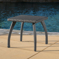 Outdoor Patio Side Table - Weather-Resistant Wicker Accent Table For Drinks, Snacks, And Decor - 17.7" Square