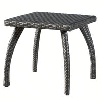 Outdoor Patio Side Table - Weather-Resistant Wicker Accent Table For Drinks, Snacks, And Decor - 17.7" Square