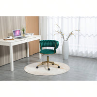 Stylish Velvet Adjustable Home Office Chair with Arms for Small Spaces and Makeup Vanity