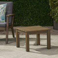 Outdoor Acacia Wood Side Table, 19.75 Inch Square Slatted Top End Table, Weather Resistant, Patio Furniture, Easy Assembly