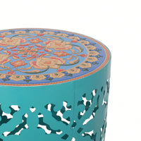 Mosaic Top Outdoor Side Table 18.25 Inch Tall Weather-Resistant Metal Frame for Garden Balcony Deck Decor