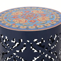 Mosaic Top Outdoor Side Table 18.25 Inch Tall Weather-Resistant Metal Frame for Garden Balcony Deck Decor