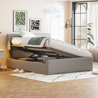 Full Size Sleigh Bed With Side-Tilt Hydraulic Storage System