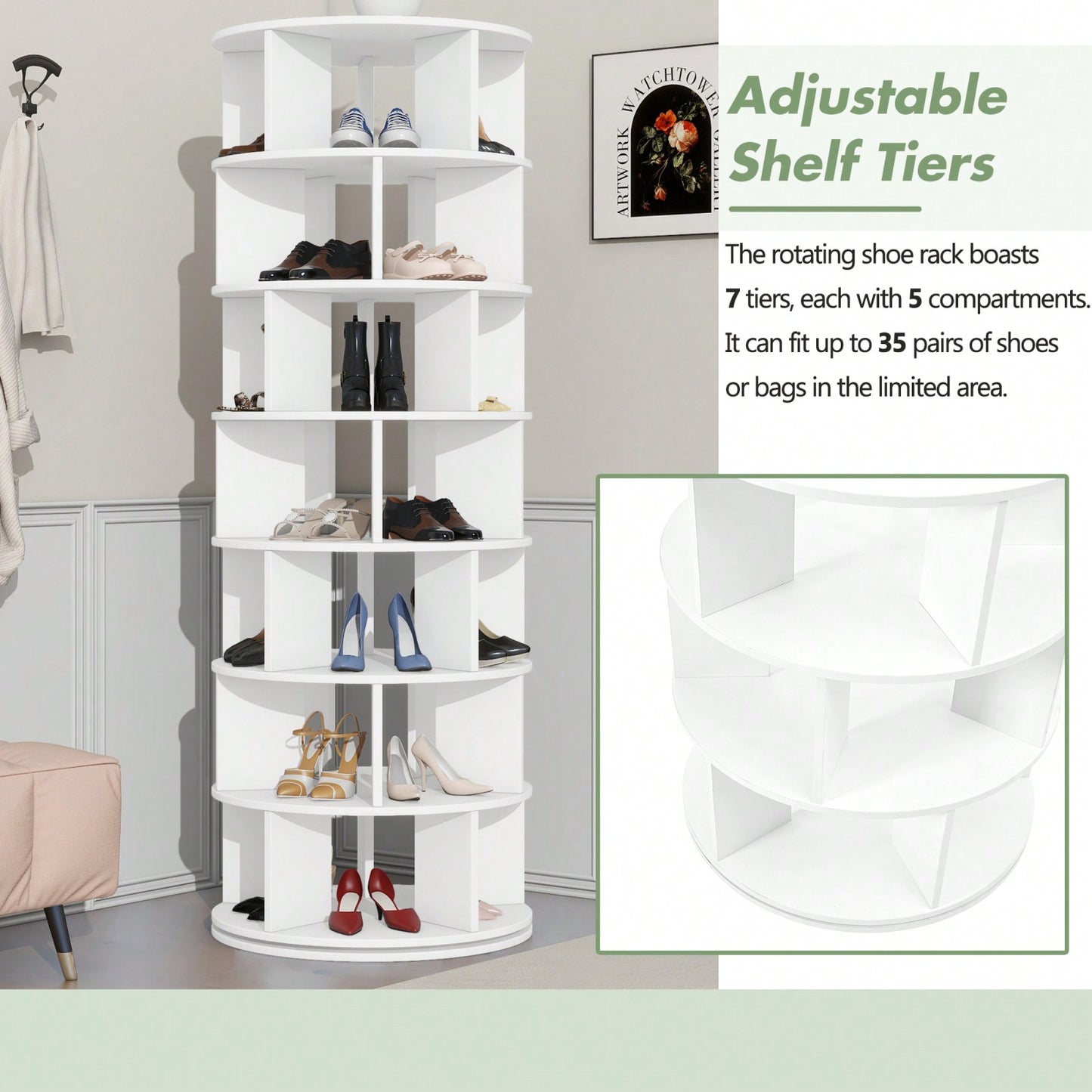 Φ23.6'' Rotating Shoe Rack Tower