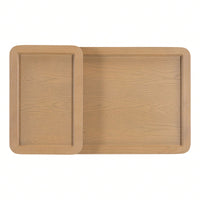 Modern 2 Piece Nesting Rattan Wood + MDF Coffee Table Set