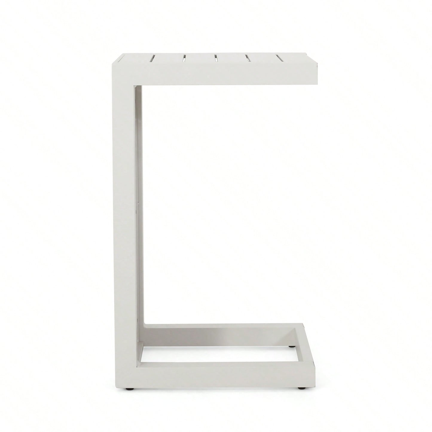 Modern C-Shaped Outdoor Side Table - Aluminum Patio End Table For Lounge Chairs & Club Chairs - 14.5" W X 15" D X 24" H