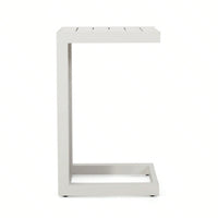 Modern C-Shaped Outdoor Side Table - Aluminum Patio End Table For Lounge Chairs & Club Chairs - 14.5" W X 15" D X 24" H