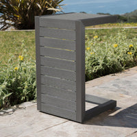 Modern C-Shaped Outdoor Side Table - Aluminum Patio End Table For Lounge Chairs & Club Chairs - 14.5" W X 15" D X 24" H