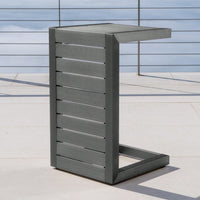 Modern C-Shaped Outdoor Side Table - Aluminum Patio End Table For Lounge Chairs & Club Chairs - 14.5" W X 15" D X 24" H