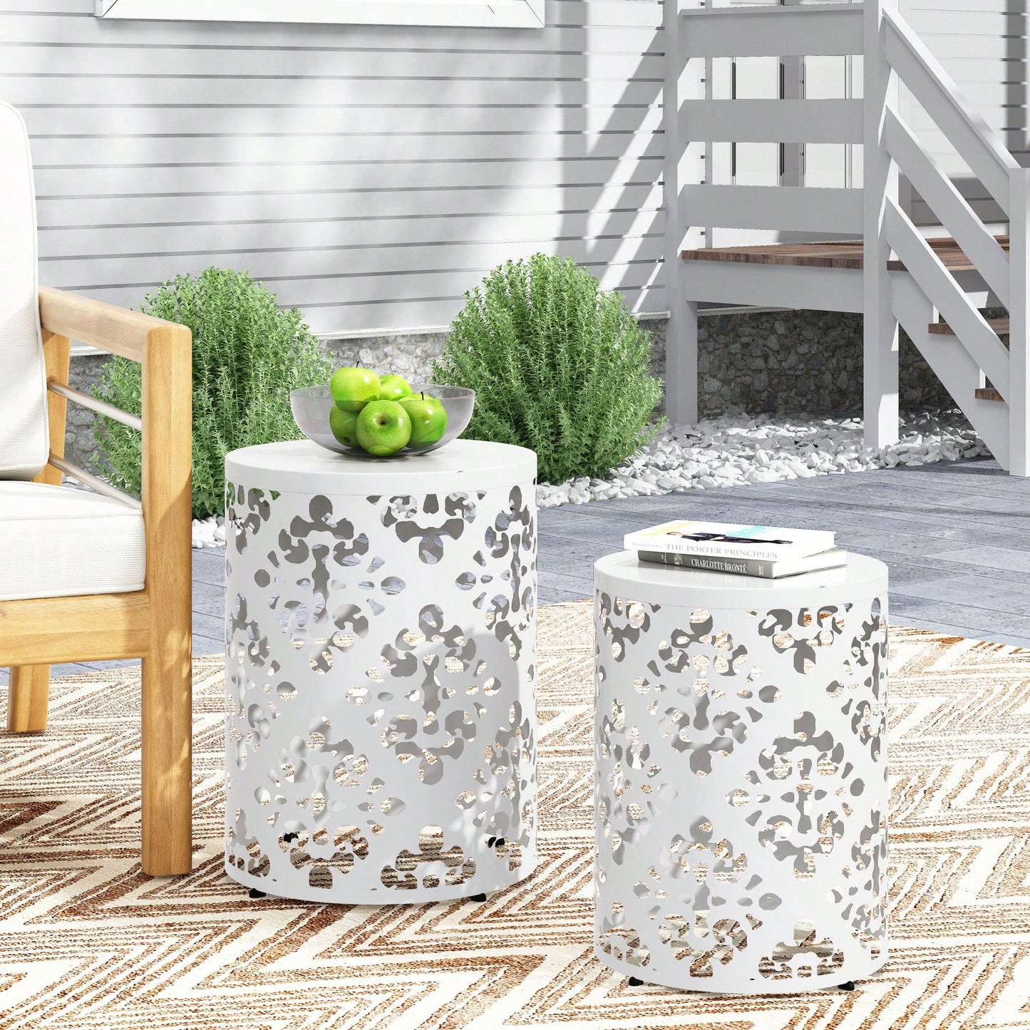 Metal S/2 Outdoor End Table