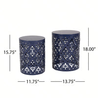 Metal S/2 Outdoor End Table