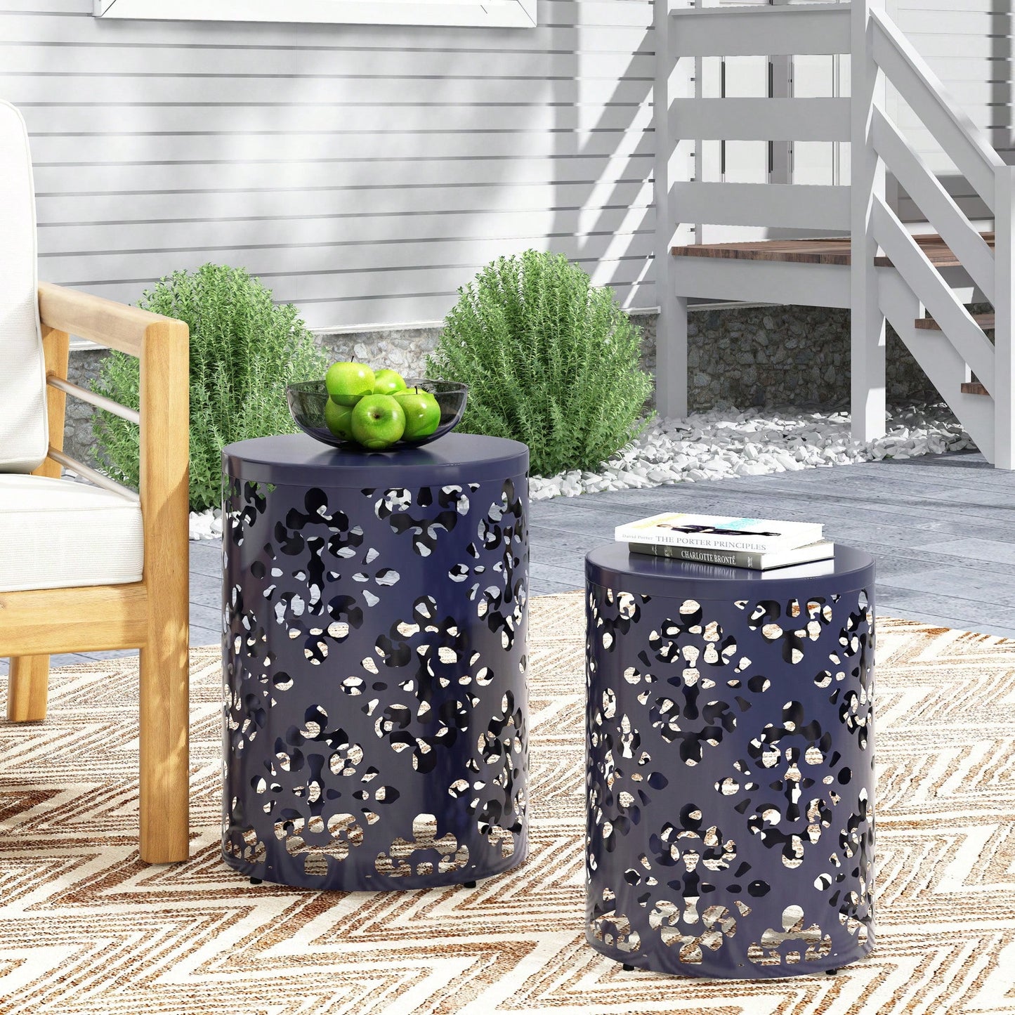 Metal S/2 Outdoor End Table