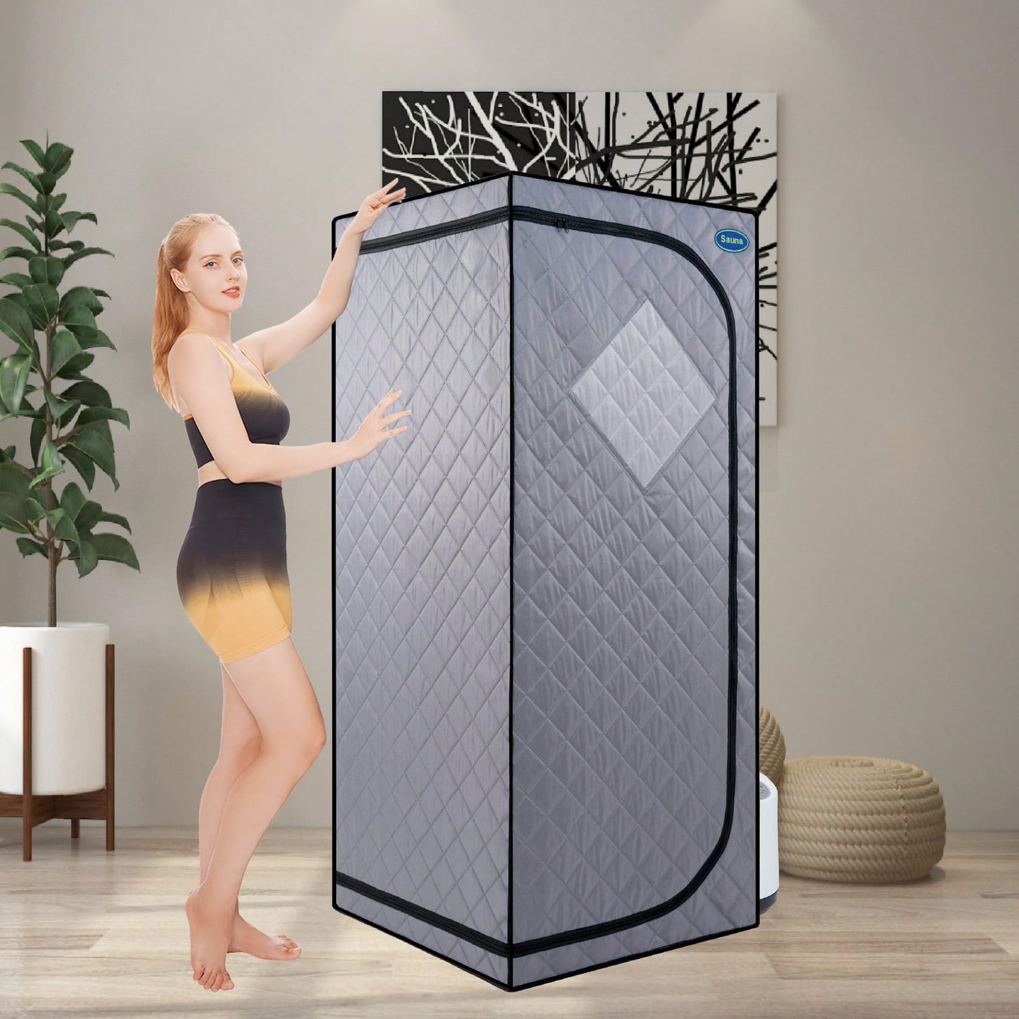 Full Size Portable Grey Steam Sauna Tent – Home Spa With Steam Generator, Remote Control & Foldable Chair