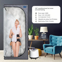 Full Size Portable Grey Steam Sauna Tent – Home Spa With Steam Generator, Remote Control & Foldable Chair