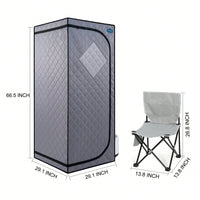 Full Size Portable Grey Steam Sauna Tent – Home Spa With Steam Generator, Remote Control & Foldable Chair