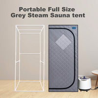 Full Size Portable Grey Steam Sauna Tent – Home Spa With Steam Generator, Remote Control & Foldable Chair