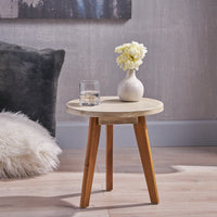 Marina Side Table – Trendy Round End Table With Playful Design And Custom Finish, Acacia, Wood, Perfect For The Bedroom, Living Room