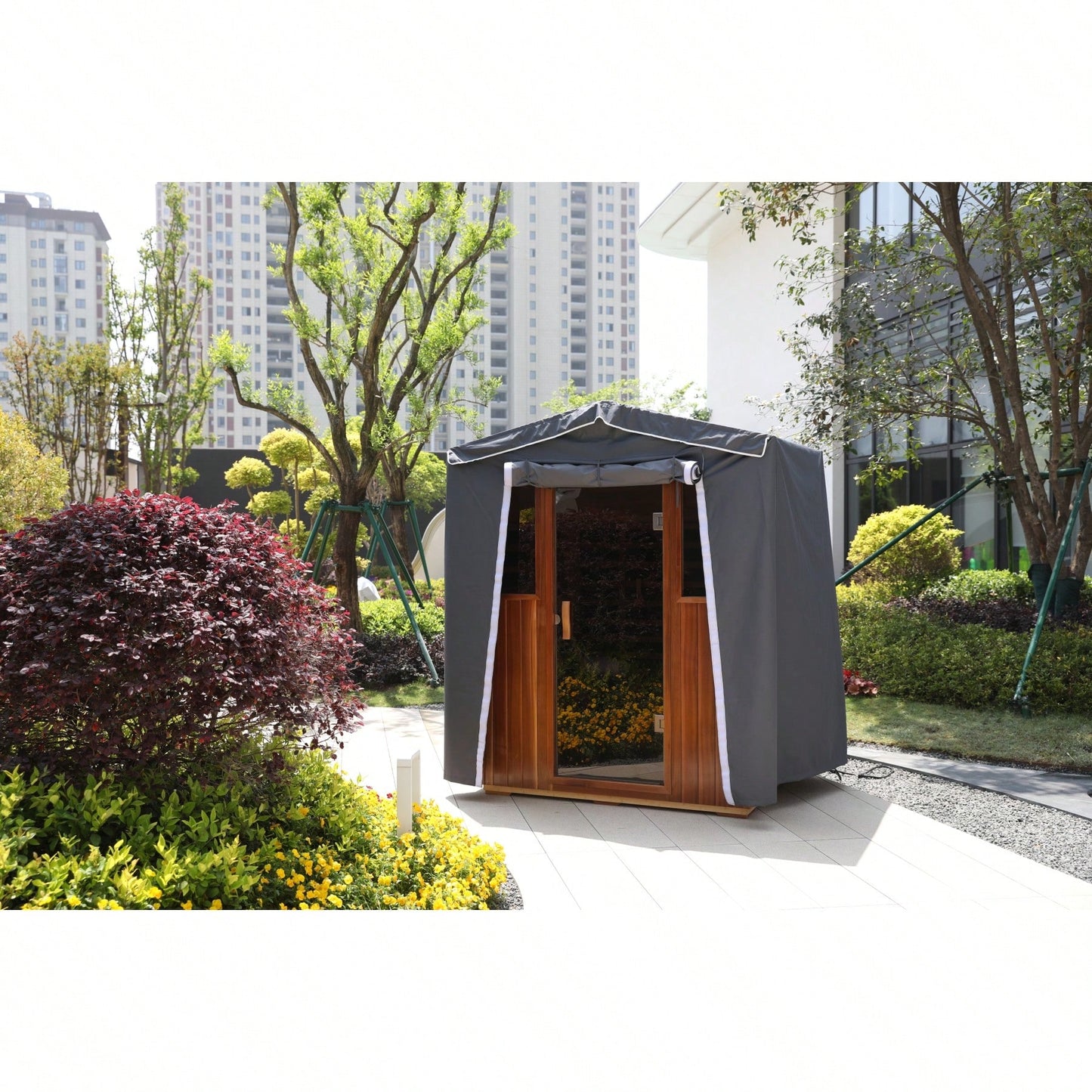 Outdoor Rain Cover For 4-Person Sauna – Windproof, Durable Protection With Zipper Design