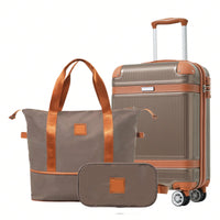 Hardshell Luggage Sets 3 Piece Carry-On Suitcase With Double Spinner, Foldable Storage Bags