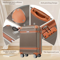 Hardshell Luggage Sets 3 Piece Carry-On Suitcase With Double Spinner, Foldable Storage Bags