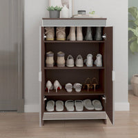 Modern Mirrored Shoe Storage Cabinet with Silver Edging and Geometric Cutouts for Entryway Vertical Design