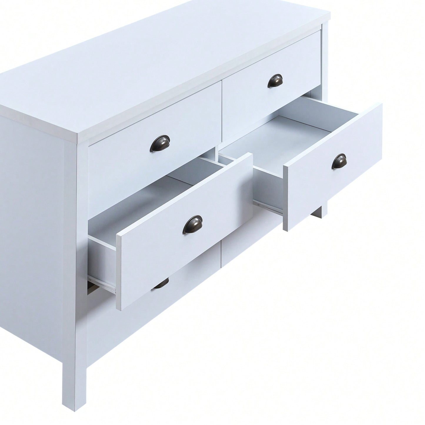 Modern White 6 Drawer Dresser with Interlock Feature Easy Assembly Stylish Storage Solution for Bedroom and Closet Organization