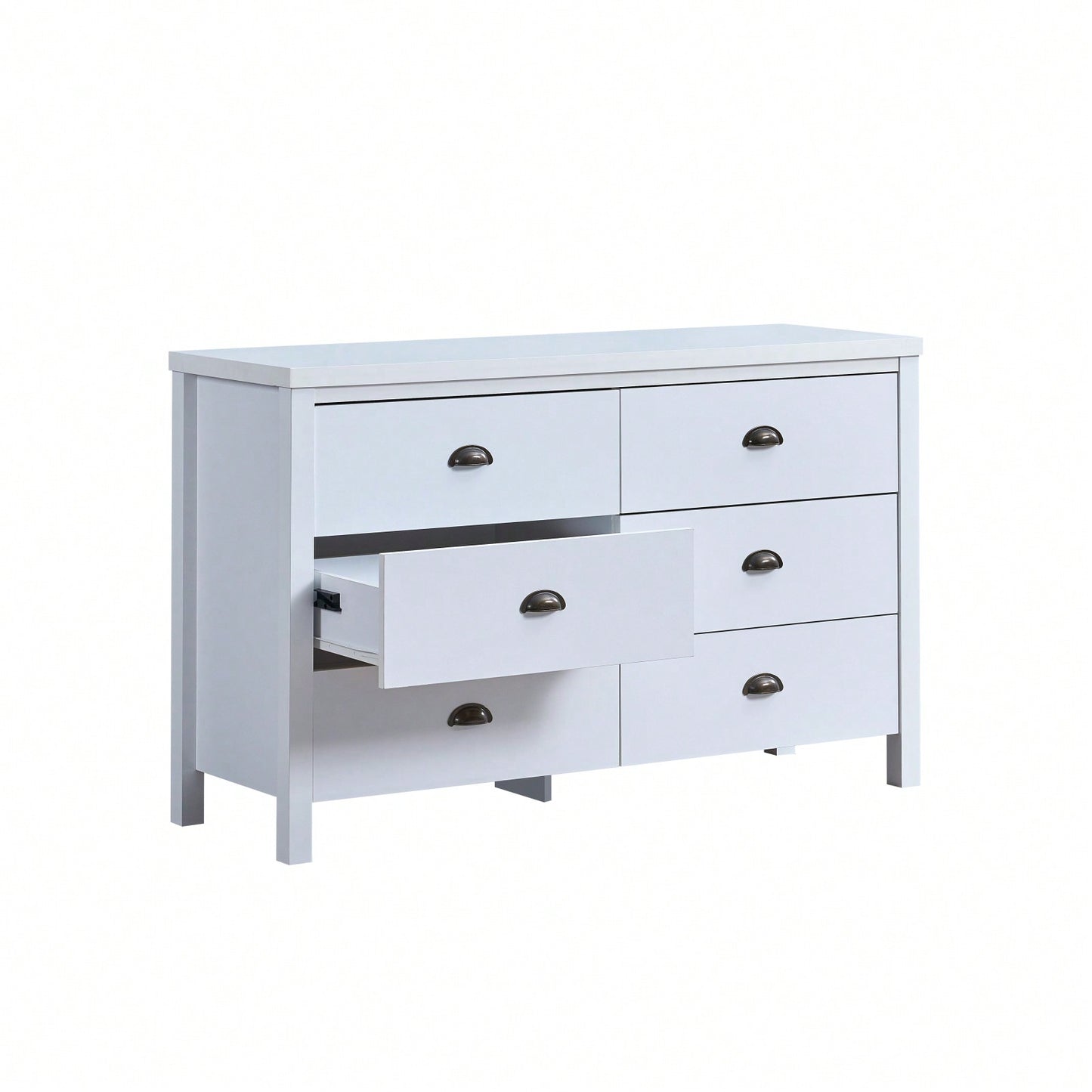 Modern White 6 Drawer Dresser with Interlock Feature Easy Assembly Stylish Storage Solution for Bedroom and Closet Organization