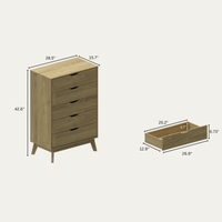 Tall 5 Drawer Dresser with Interlock Drawers Natural Oak Finish Easy Assembly Spacious Storage Safe Stylish Design