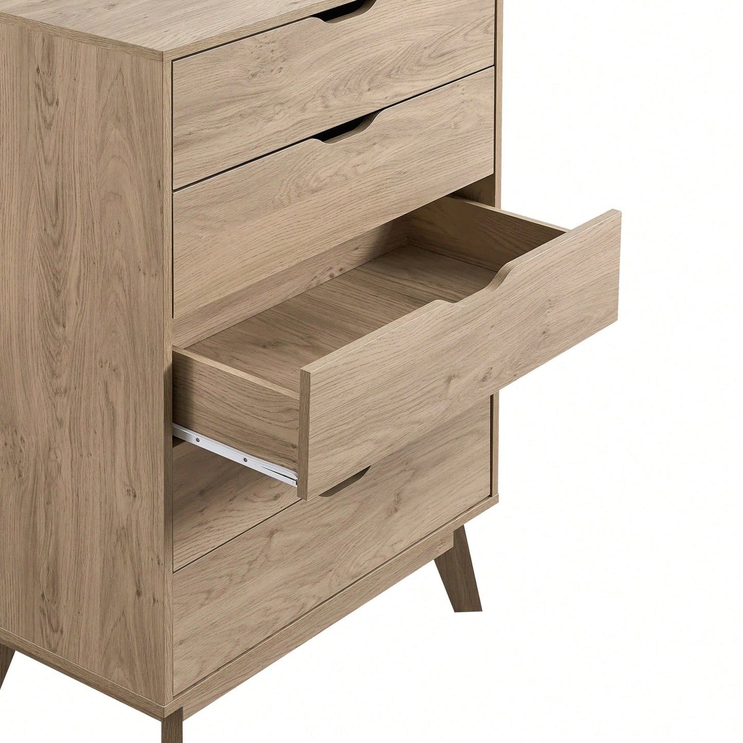 Tall 5 Drawer Dresser with Interlock Drawers Natural Oak Finish Easy Assembly Spacious Storage Safe Stylish Design