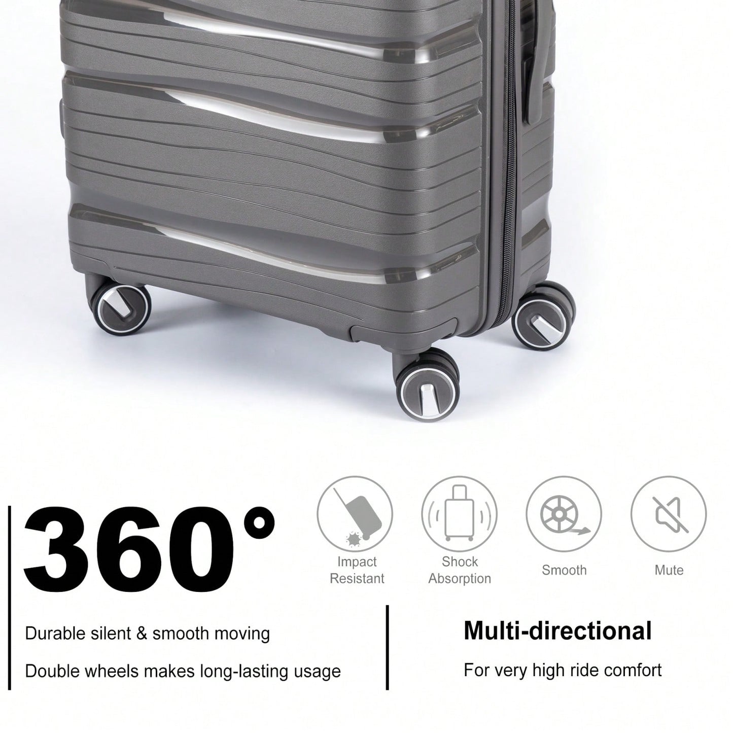 Hardshell Suitcase Spinner Wheels Lightweight Durable Luggage Set With TSA Lock 3-Piece Set 20 24 28 Inch Dark Gray, Foldable Storage Bags