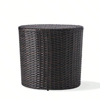 All-Weather PE Rattan Wicker Barrel Side Table with Iron Frame for Garden Balcony Poolside Use