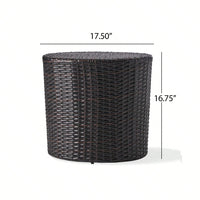 All-Weather PE Rattan Wicker Barrel Side Table with Iron Frame for Garden Balcony Poolside Use