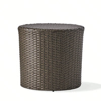 All-Weather PE Rattan Wicker Barrel Side Table with Iron Frame for Garden Balcony Poolside Use