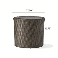 All-Weather PE Rattan Wicker Barrel Side Table with Iron Frame for Garden Balcony Poolside Use