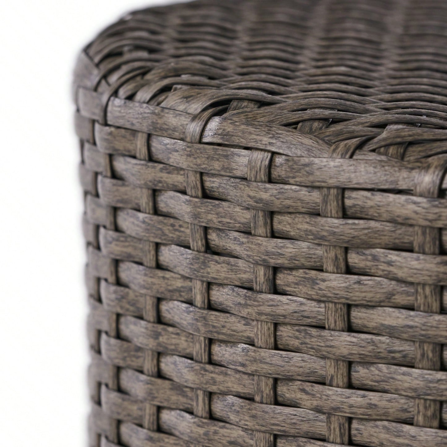 All-Weather PE Rattan Wicker Barrel Side Table with Iron Frame for Garden Balcony Poolside Use