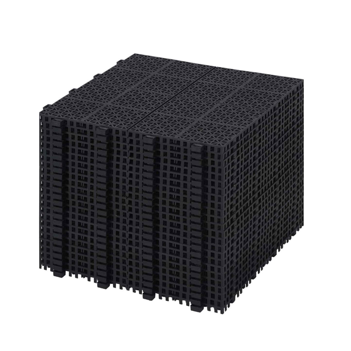 Black Interlocking Deck Tiles 12x12 Inch Waterproof Anti-Slip Outdoor Flooring Pack of 24 Strong Weight Capacity Rosette Pattern