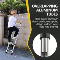 8.5FT Aluminum Telescopic Ladder with Stabilizer Bar and Hooks for Home and Outdoor Use Max Load 330lbs