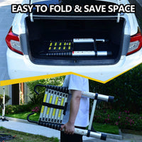 8.5FT Aluminum Telescopic Ladder with Stabilizer Bar and Hooks for Home and Outdoor Use Max Load 330lbs